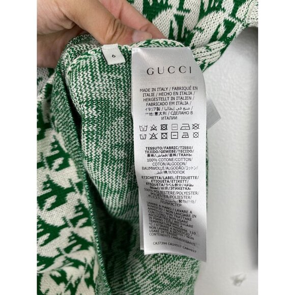 NWT Gucci Kids Half Zip Pullover Sweater In Green&White Size 6 - Picture 9 of 10